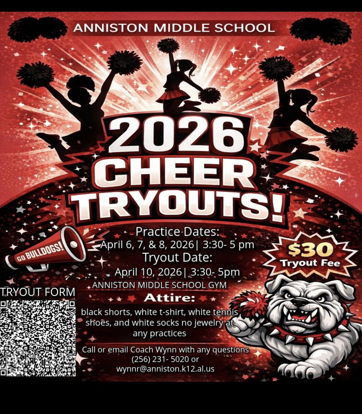 cheer tryout flyer info